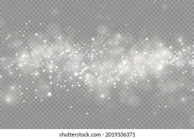 Sparkling magic dust particles bokeh isolated on transparent background, the white dust sparks and star shine with special light, Christmas sparkl light effect, shine lights, sparkle, vector.