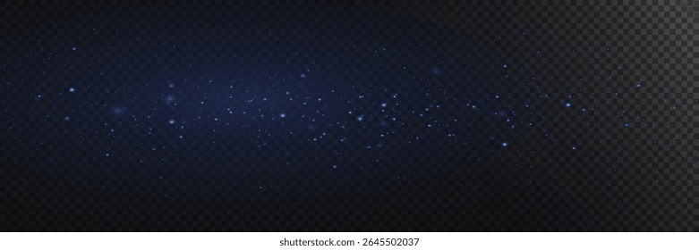 Sparkling magic dust particles. Christmas light effect. Vector. On transparent background.