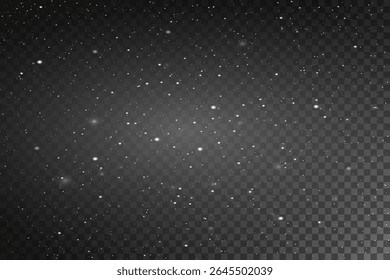 Sparkling magic dust particles. Christmas light effect. Vector. On transparent background.