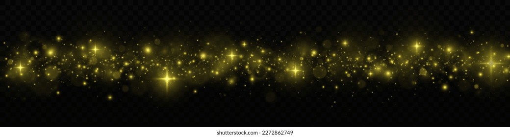 Sparkling magic dust particles. Golden sparks and stars glitter special light effect. Glow light effect. Christmas Abstract stylish light effect.