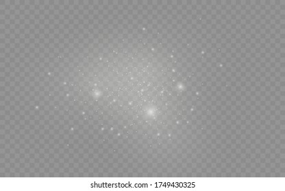 Esparcen mágicas partículas de polvo aisladas en un fondo transparente, el polvo blanco chispa y el brillo estrella con luz especial, efecto de luz brillante de Navidad, brillo, luces brillantes, ilustración vectorial.