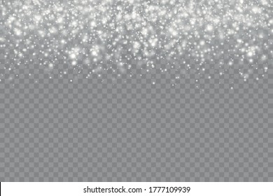 Sparkling magic dust particles isolated on transparent background, the white dust sparks and star shine with special light, Christmas sparkl light effect, sparkle, shine lights, vector illustration.