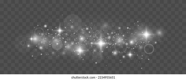 Sparkling magic dust particles. White sparks and stars glitter special light effect. Glow light effect. Christmas Abstract stylish light effect.