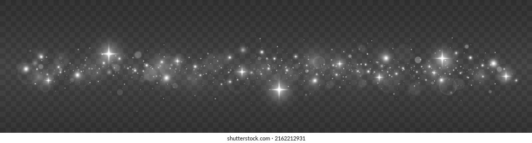 Sparkling magic dust particles. White sparks and stars glitter special light effect. Glow light effect. Christmas Abstract stylish light effect.