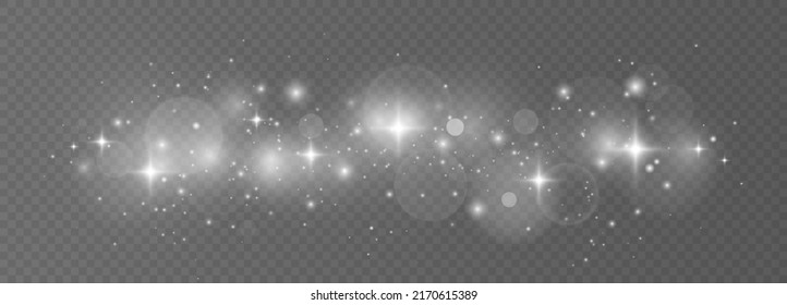 Sparkling magic dust particles. White sparks and stars glitter special light effect. Glow light effect. Christmas Abstract stylish light effect.