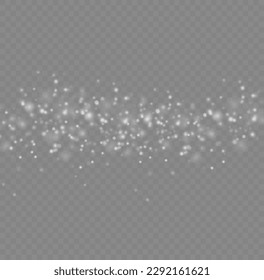 Sparkling magic dust particles. White sparks on transparent background. Christmas sparkl light effect, shine lights. Lens flare sparkles or shiny glittering glowing stars. Vector illustration.