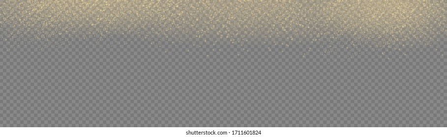Sparkling magic dust particles. Yellow dust, yellow sparks and golden stars shine with special light. Christmas Abstract stylish light effect on a transparent background. Vector illustration, EPS 10.
