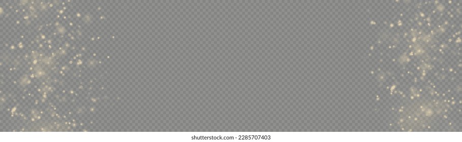 funkelnde magische Staubpartikel. Gelbe Funken auf transparentem Hintergrund. Weihnachten strahlt Licht aus, glänzt goldenes Licht. Linsenflaumen oder glänzende glänzende goldene Sterne, Vektorgrafik