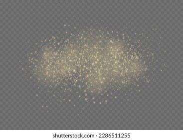 Esparcen partículas mágicas de polvo. Las chispas amarillas en un fondo transparente. El efecto de la luz brillante de Navidad, brillan las luces doradas. Espuma de lente o reluciente brillante vectorial de estrellas doradas brillantes