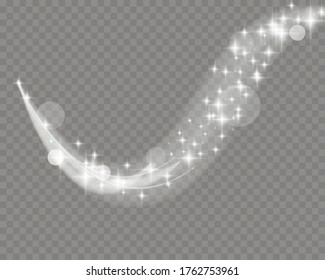 Espinando mágicas partículas de polvo. El polvo blanco chispas amarillas, las estrellas doradas brillan con luz especial. Resumen de Navidad efecto de luz elegante sobre fondo transparente. Patrón vectorial abstracto de Navidad.