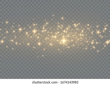 Sparkling Magic Dust Particles.Yellow Dust Yellow Sparks And Golden Stars Shine With Special Light.Christmas Abstract Stylish Light Effect On A Transparent Background.Christmas Abstract Vector Pattern