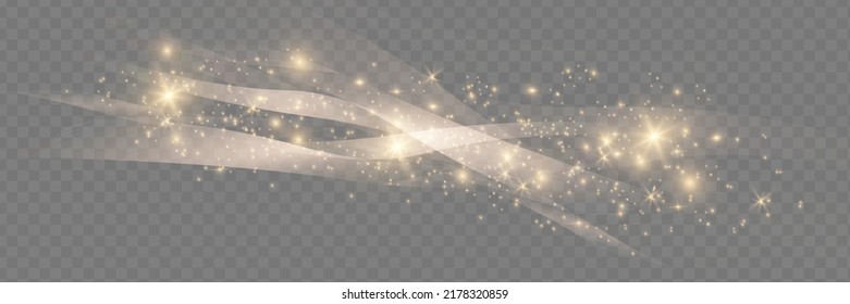 Espumosas partículas mágicas de polvo. El polvo amarillo chispas y las estrellas doradas brillan con una luz especial. Navidad Resumen de elegante efecto de luz sobre un fondo transparente.Patrón vectorial abstracto de Navidad
