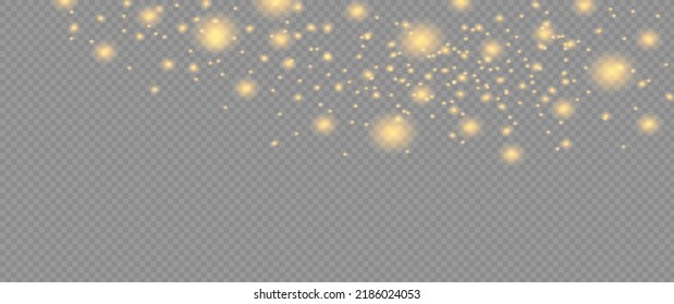 Sparkling magic dust particles.Yellow dust yellow sparks and golden stars shine with special light.Christmas Abstract stylish light effect on a transparent background.Christmas abstract vector pattern