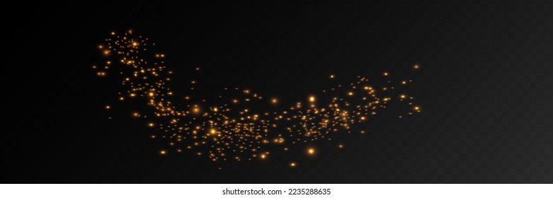 Sparkling magic dust particles.Yellow dust yellow sparks and golden stars shine with special light.Christmas Abstract stylish light effect on a transparent background.Christmas abstract vector pattern