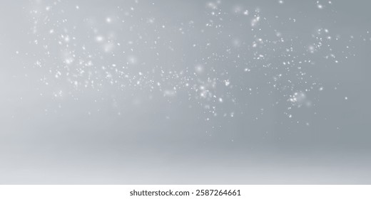  Sparkling magical dust effect, stardust christmas.Falling Snow.Winter Confetti On Gray.