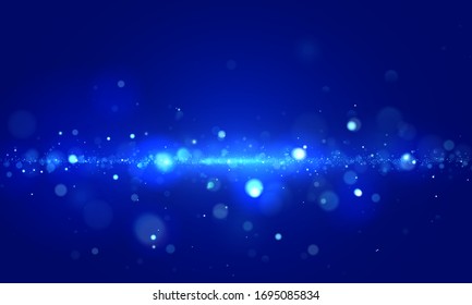 Sparkling magical dust and golden particles on black background. Glitter and elegant for Christmas. Magic concept. Abstract bokeh effect. Vector