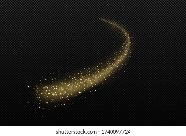 Sparkling magical dust. On a textural black background.
Celebration abstract background made of golden glittering dust particles. Magical effect. Golden stars.
Festive vector illustration.