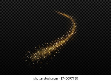 Sparkling magical dust. On a textural black background.
Celebration abstract background made of golden glittering dust particles. Magical effect. Golden stars.
Festive vector illustration.