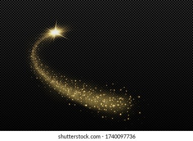 Sparkling magical dust. On a textural black background.
Celebration abstract background made of golden glittering dust particles. Magical effect. Golden stars.
Festive vector illustration.