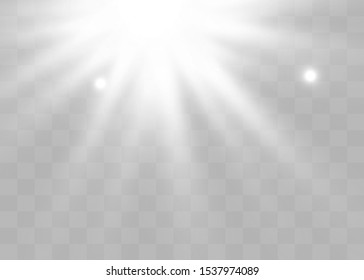 Sparkling magical dust particles. Bright Star. Transparent shining sun, bright flash. Vector sparkles. White glowing light explodes on a transparent background.