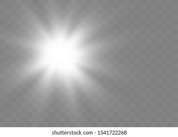 Sparkling magical dust particles. Bright Star. Transparent shining sun, bright flash. Vector sparkles. To center a bright flash.