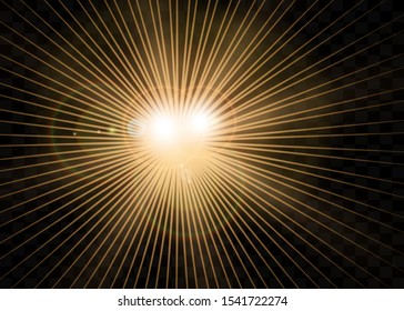 Sparkling magical dust particles. Bright Star. Transparent shining sun, bright flash. Vector sparkles. To center a bright flash.