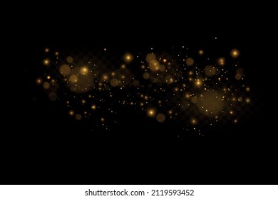 Sparkling magical dust particles. The dust sparks and golden stars shine with special light 