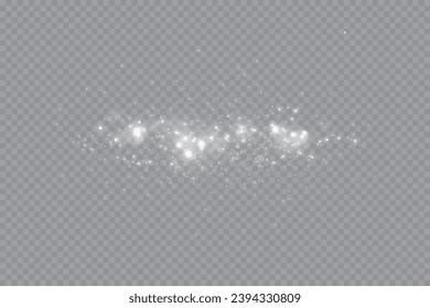 Sparkling magical dust particles. Dust sparks and white stars shine with a special light. Shiny elements on a transparent background.	