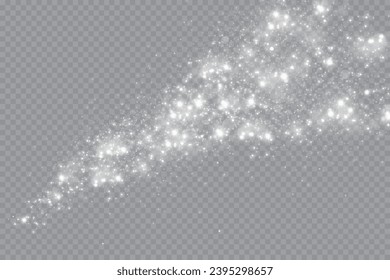 Sparkling magical dust particles. Dust sparks and white stars shine with a special light. Shiny elements on a transparent background.