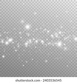 Sparkling magical dust particles. Dust sparks and white stars shine with a special light. Shiny elements on a transparent background.	