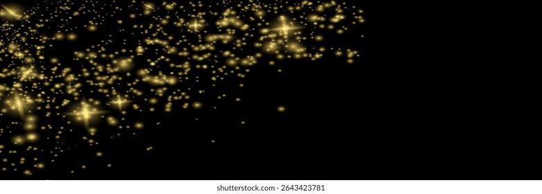 Sparkling magical dust particles . The dust sparks and golden stars shine with special light.