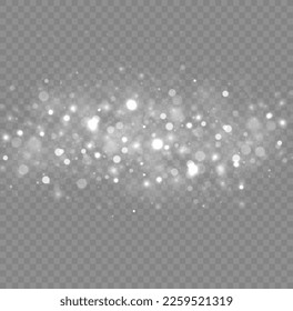 Sparkling magical dust particles. Star burst with sparkles. Lens flare light sparkle, shiny glittering glow stars. White sparks glitter special blur bokeh effect. Defocused Christmas background vector