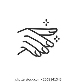 Unhas frisantes, ícone linear. Procedimento de beleza e tratamento de unhas. Linha com traçado editável.