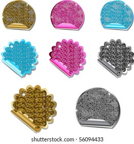 Sparkling metallic mosaic stickly labels