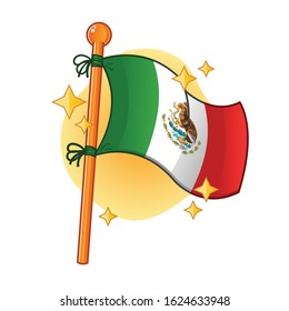 sparkling mexico flag. vector illustration cartoon style