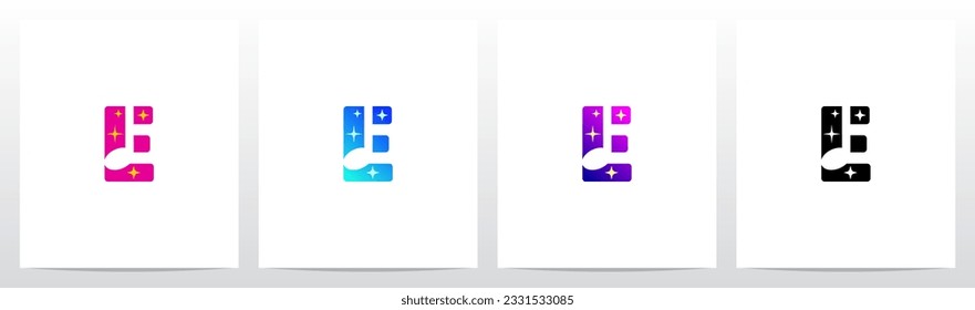Sparkling Music Note Letter Logo Design E