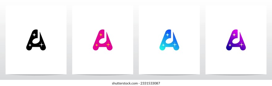 Sparkling Music Note Letter Logo Design A