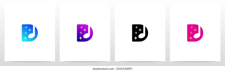 Leuchtende Musiknotiz Logo-Design D