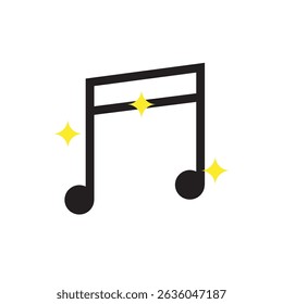 Icono de nota musical brillante perfecto para App de música, conciertos, listas de reproducción o medios de entretenimiento.