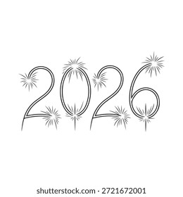 Funkelndes neues Jahr eine handgezeichnete Darstellung des Jahres 2026