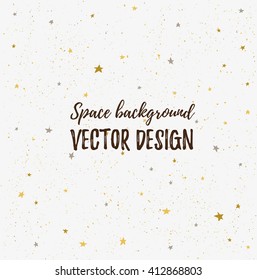 Sparkling nights sky with stars and light space. Vector hand drawn stylish background. Hipster template for poster, banner and wedding card design.