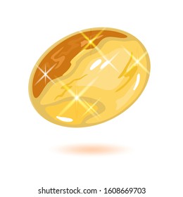 Sparkling oval shape citrine or yellow topaz. Beautiful mineral, gemstone for banner, poster, flyer, catalogue of jewelry, bijouterie, fashion website.
