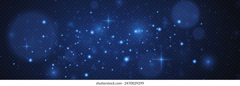  Sparkling particles of magic dust. Light effect of glare and stars. On a transparent background.