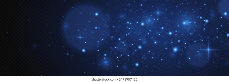 Sparkling particles of magic dust. Light effect of glare and stars. On a transparent background.