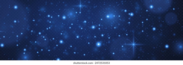Sparkling particles of magic dust. Light effect of glare and stars. On a transparent background.
