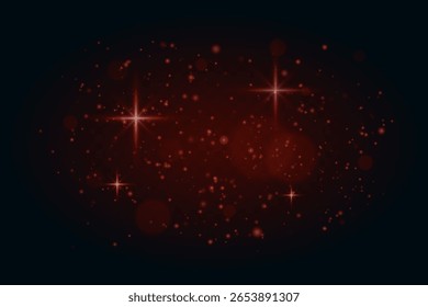 Partículas cintilantes com brilho vermelho e clarões de luz suave em fundo escuro. Efeito twinkle suave para cenas festivas ou sonhadoras.