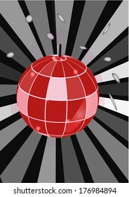 Sparkling pink disco ball on a gray background