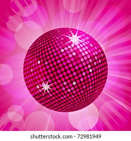 Sparkling pink disco ball on a pink background