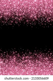 Sparkling pink glitter on black background. Vector