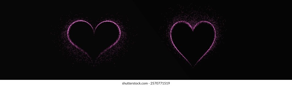Sparkling pink heart shape with glowing light effects on a dark background. Perfect for romantic themes, Valentine's Day, or festive designs.